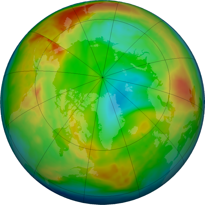 Arctic ozone map for 23 January 2016